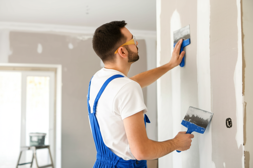 Professional repairing drywall